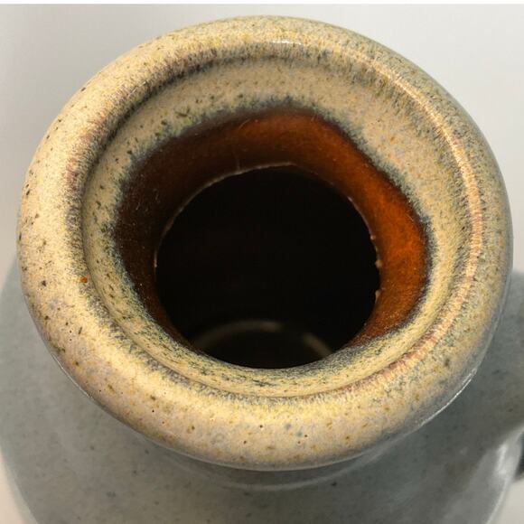 Dekrech Orginals Pottery Blue Gray Handled Vase Handcrafted in U.S.A. 3D Design - Picture 3 of 6